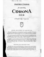 Corona Typewriter Corona Four Instructions For Operating preview