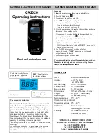 Предварительный просмотр 1 страницы Cosmos Alcohol Tester CA2020 Operating Instructions