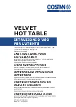 Preview for 1 page of Costan VELVET HOT TABLE User Instructions