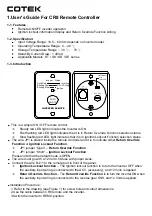 Preview for 1 page of Cotek CR8 User Manual