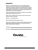 Preview for 2 page of Coustic D-block Owner'S Manual