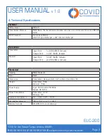 Предварительный просмотр 4 страницы Covid EUC-200 User Manual