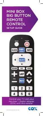 Предварительный просмотр 1 страницы COX MINI BOX BIG BUTTON REMOTE CONTROL Setup Manual