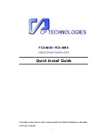 Предварительный просмотр 1 страницы CP TECHNOLOGIES FCS-8005 Quick Install Manual