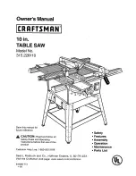 Preview for 1 page of Craftsman 10 IN. TABLE SAW 315.22811 Owner'S Manual