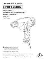 Preview for 1 page of Craftsman 10107 - 3/8 in. Corded Drill Operator'S Manual