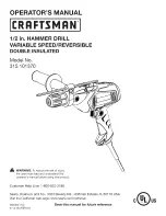 Craftsman 10137 - 1/2 in. Corded Hammer Drill Operator'S Manual preview