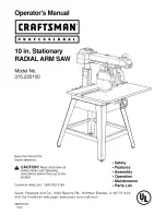 Craftsman #10402 - Professional Laser 10 in. Radial Arm Saw 22010 Operator'S Manual preview