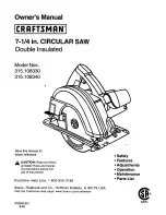 Craftsman 10865 - 7-1/4 in. Circular Saw Owner'S Manual preview