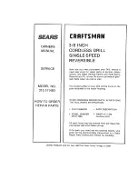 Предварительный просмотр 12 страницы Craftsman 11145 Owner'S Manual