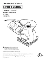 Предварительный просмотр 1 страницы Craftsman 11177 - 1/4 Sheet Pad Sander Operator'S Manual