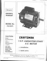 Preview for 1 page of Craftsman 113.12171 Installation & Repair Manual