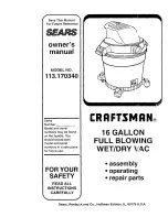 Craftsman 113.170340 Owner'S Manual preview