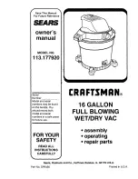 Preview for 1 page of Craftsman 113.177920 Owner'S Manual