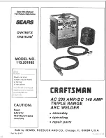 Preview for 1 page of Craftsman 113.201892 Owner'S Manual