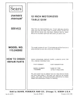 Preview for 40 page of Craftsman 113.242502 Owner'S Manual