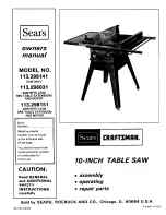 Preview for 1 page of Craftsman 113.298031 Owner'S Manual