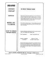 Preview for 52 page of Craftsman 113.298760 Owner'S Manual