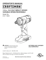 Craftsman 11483 - C3 19.2 Volt Impact Driver Operator'S Manual preview