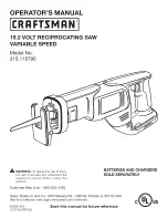 Preview for 1 page of Craftsman 11579 - C3 19.2 Volt DieHard Reciprocating Saw Operator'S Manual