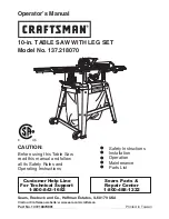 Preview for 1 page of Craftsman 137.21807 Operator'S Manual