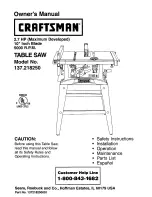 Preview for 1 page of Craftsman 137.21825 Owner'S Manual