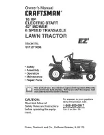 Предварительный просмотр 1 страницы Craftsman 16 HP ELECTRIC START 42" MOWER 6 SPEED TRANSAXLE LAWN TRACTOR 917.27103 Owner'S Manual