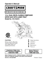 Preview for 1 page of Craftsman 21221 - 12 in. Sliding Dual Bevel Compound Miter Saw Operator'S Manual