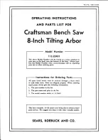 Preview for 1 page of Craftsman 22401 - Professional 14 in. Band Saw Operating Instructions And Parts List Manual