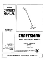 Предварительный просмотр 1 страницы Craftsman 257.796010 Owner'S Manual