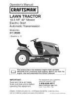 Craftsman 28908 - Lt 2000 19.5 HP/42" Lawn Tractor Operation Manual preview