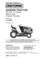 Предварительный просмотр 1 страницы Craftsman 28945 - GT 5000 26 HP/54" Garden Tractor Operation Manual