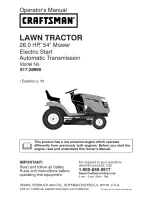 Craftsman 28990 - YT 4500 26 HP 54" Yard Tractor Operator'S Manual preview