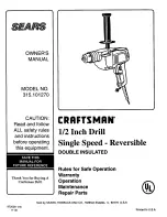 Предварительный просмотр 1 страницы Craftsman 315.101270 Owner'S Manual