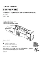 Предварительный просмотр 1 страницы Craftsman 315.177500 Operator'S Manual