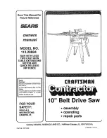 Preview for 1 page of Craftsman Contractor 113.29884 Owner'S Manual