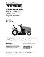 Craftsman LAWN TRACTOR 917.27267 Owner'S Manual предпросмотр