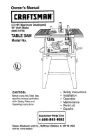 Craftsman table saw Owner'S Manual preview