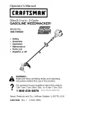 Предварительный просмотр 1 страницы Craftsman WEEDWACKER 358.795920 Operator'S Manual