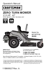 Предварительный просмотр 1 страницы Craftsman Z6300 Operator'S Manual