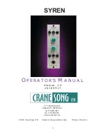 Crane Song Syren Operator'S Manual предпросмотр