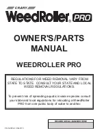 Preview for 1 page of Crary WeedRoller PRO Owner'S And Parts Manual