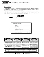 Предварительный просмотр 2 страницы Crate KX-220 User Manual