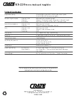 Предварительный просмотр 8 страницы Crate KX-220 User Manual