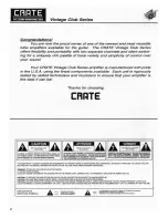 Preview for 2 page of Crate Vintage Club Series Owner'S Manual