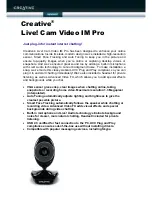 Предварительный просмотр 1 страницы Creative Live! Cam Video IM Pro Specification