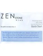 Предварительный просмотр 1 страницы Creative Zen Stone plus Quick Start Manual