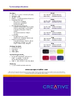 Preview for 2 page of Creative ZEN STONE Technical Specifications