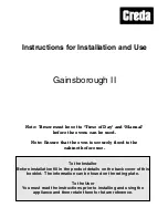 Предварительный просмотр 1 страницы Creda Gainsborough II Instructions For Installation And Use Manual