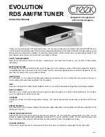 Creek Audio EVOLUTION RDS AM Instruction Manual preview